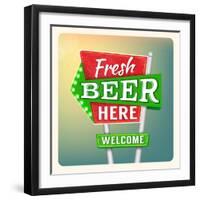 Retro Neon Sign Beer-anna42f-Framed Art Print