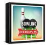 Retro Neon Sign Bowling-anna42f-Framed Stretched Canvas