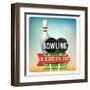 Retro Neon Sign Bowling-anna42f-Framed Art Print