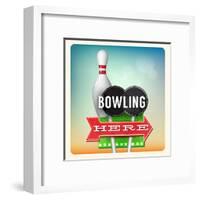 Retro Neon Sign Bowling-anna42f-Framed Art Print