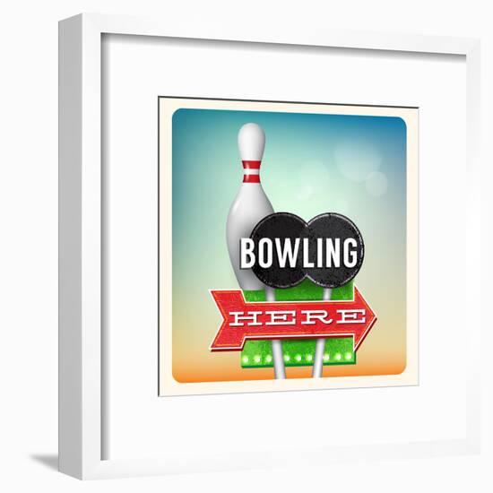 Retro Neon Sign Bowling-anna42f-Framed Art Print