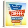 Retro Neon Sign Breakfest Coffee-anna42f-Stretched Canvas