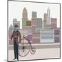 Retro New York Illustration - Vintage Bird On A Bike-run4it-Mounted Art Print