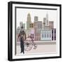 Retro New York Illustration - Vintage Bird On A Bike-run4it-Framed Art Print