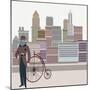 Retro New York Illustration - Vintage Bird On A Bike-run4it-Mounted Art Print