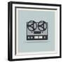 Retro Open Reel Tape Deck Stereo Recorder Player Vector-Viktorus-Framed Art Print