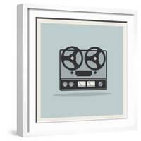Retro Open Reel Tape Deck Stereo Recorder Player Vector-Viktorus-Framed Art Print