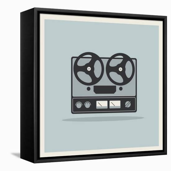 Retro Open Reel Tape Deck Stereo Recorder Player Vector-Viktorus-Framed Stretched Canvas