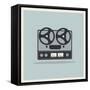 Retro Open Reel Tape Deck Stereo Recorder Player Vector-Viktorus-Framed Stretched Canvas