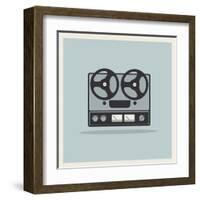 Retro Open Reel Tape Deck Stereo Recorder Player Vector-Viktorus-Framed Art Print