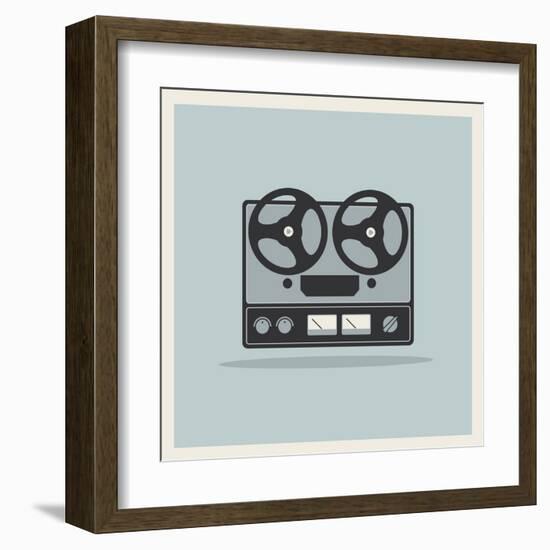 Retro Open Reel Tape Deck Stereo Recorder Player Vector-Viktorus-Framed Art Print