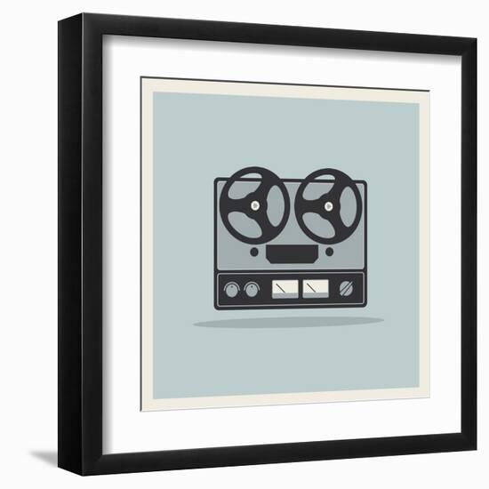 Retro Open Reel Tape Deck Stereo Recorder Player Vector-Viktorus-Framed Art Print