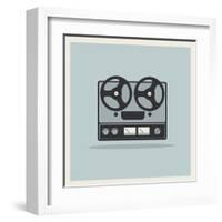 Retro Open Reel Tape Deck Stereo Recorder Player Vector-Viktorus-Framed Art Print