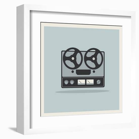 Retro Open Reel Tape Deck Stereo Recorder Player Vector-Viktorus-Framed Art Print