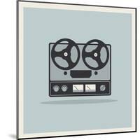 Retro Open Reel Tape Deck Stereo Recorder Player Vector-Viktorus-Mounted Art Print