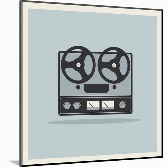 Retro Open Reel Tape Deck Stereo Recorder Player Vector-Viktorus-Mounted Art Print
