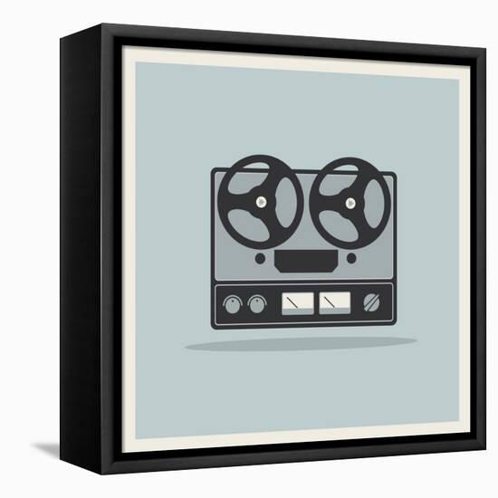 Retro Open Reel Tape Deck Stereo Recorder Player Vector-Viktorus-Framed Stretched Canvas