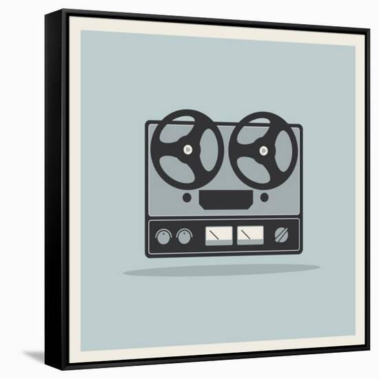 Retro Open Reel Tape Deck Stereo Recorder Player Vector-Viktorus-Framed Stretched Canvas