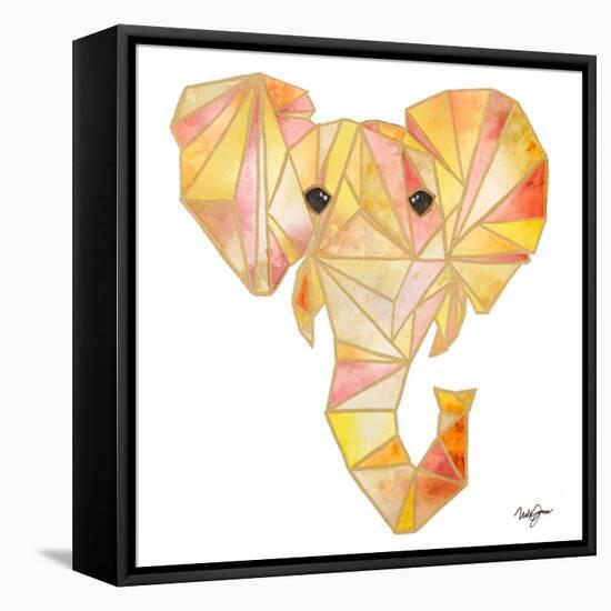 Retro Orange Elephant Square-Nola James-Framed Stretched Canvas