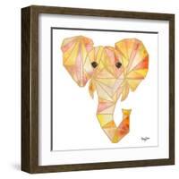 Retro Orange Elephant Square-Nola James-Framed Art Print