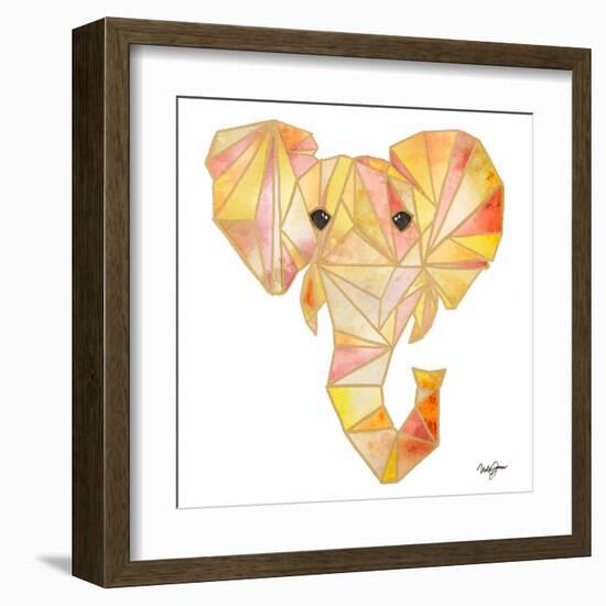 Retro Orange Elephant Square-Nola James-Framed Art Print