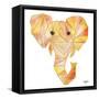 Retro Orange Elephant Square-Nola James-Framed Stretched Canvas