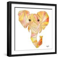 Retro Orange Elephant Square-Nola James-Framed Art Print