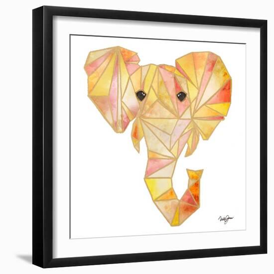 Retro Orange Elephant Square-Nola James-Framed Art Print