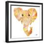 Retro Orange Elephant Square-Nola James-Framed Art Print