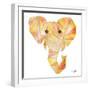 Retro Orange Elephant Square-Nola James-Framed Art Print