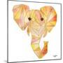 Retro Orange Elephant Square-Nola James-Mounted Art Print