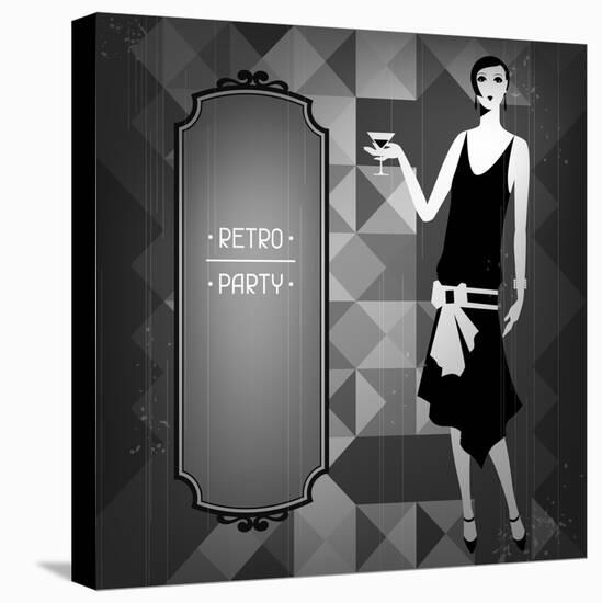 Retro Party Background with Beautiful Girl of 1920s Style-incomible-Stretched Canvas