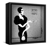 Retro Party Background with Beautiful Girl of 1920s Style-incomible-Framed Stretched Canvas