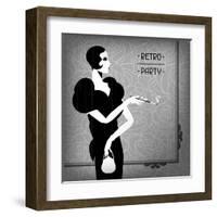 Retro Party Background with Beautiful Girl of 1920s Style-incomible-Framed Art Print