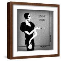 Retro Party Background with Beautiful Girl of 1920s Style-incomible-Framed Art Print