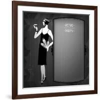 Retro Party Background with Beautiful Girl of 1920s Style-incomible-Framed Art Print