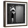 Retro Party Background with Beautiful Girl of 1920s Style-incomible-Framed Art Print