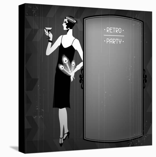 Retro Party Background with Beautiful Girl of 1920s Style-incomible-Stretched Canvas