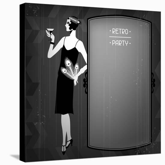 Retro Party Background with Beautiful Girl of 1920s Style-incomible-Stretched Canvas