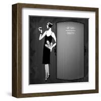 Retro Party Background with Beautiful Girl of 1920s Style-incomible-Framed Art Print