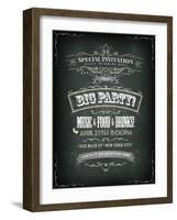 Retro Party Invitation on Chalkboard-Benchart-Framed Art Print