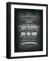 Retro Party Invitation on Chalkboard-Benchart-Framed Art Print