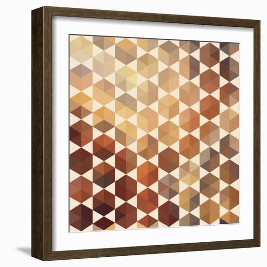 Retro Pattern of Geometric Hexagon Shapes-Little_cuckoo-Framed Art Print