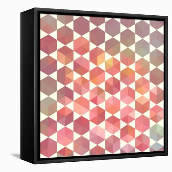 Retro Pattern of Geometric Hexagon Shapes-Little_cuckoo-Framed Stretched Canvas