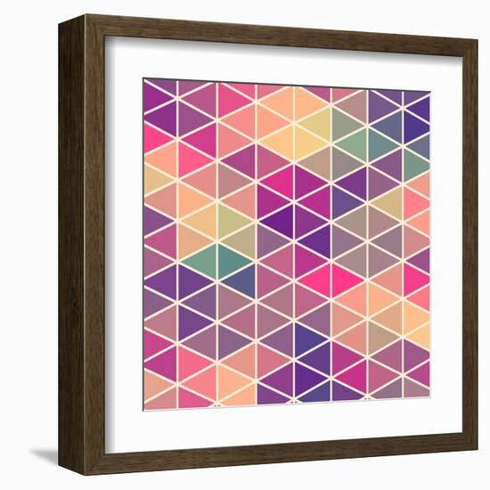 Retro Pattern of Geometric Shapes. Colorful Mosaic Backdrop. Geometric Hipster Retro Background, Pl-Markovka-Framed Art Print