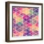 Retro Pattern of Geometric Shapes. Colorful Mosaic Backdrop. Geometric Hipster Retro Background, Pl-Markovka-Framed Art Print