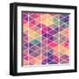 Retro Pattern of Geometric Shapes. Colorful Mosaic Backdrop. Geometric Hipster Retro Background, Pl-Markovka-Framed Art Print