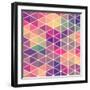 Retro Pattern of Geometric Shapes. Colorful Mosaic Backdrop. Geometric Hipster Retro Background, Pl-Markovka-Framed Art Print