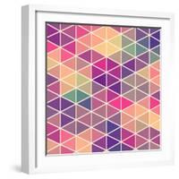 Retro Pattern of Geometric Shapes. Colorful Mosaic Backdrop. Geometric Hipster Retro Background, Pl-Markovka-Framed Art Print