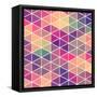 Retro Pattern of Geometric Shapes. Colorful Mosaic Backdrop. Geometric Hipster Retro Background, Pl-Markovka-Framed Stretched Canvas